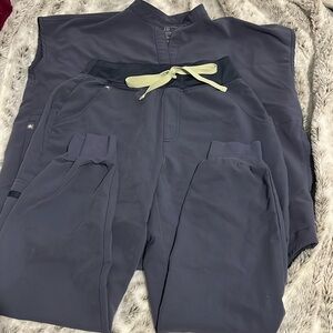 Figs Space navy scrubs set Grey Small XS Rafaela top Zamora high waist bottom